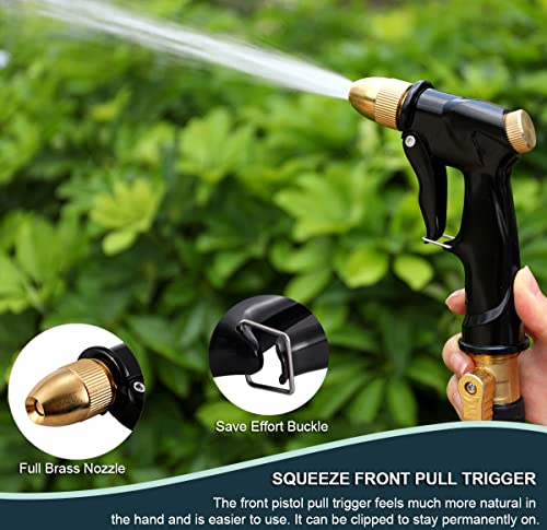 ESOW Garden Hose Nozzle, 100% Heavy Duty Metal Spray Gun with Full Brass Nozzle, High Pressure Watering Nozzle, Adjustable Spray Water Flow for Watering Plants, Showering Pet, Washing Car, Cleaning