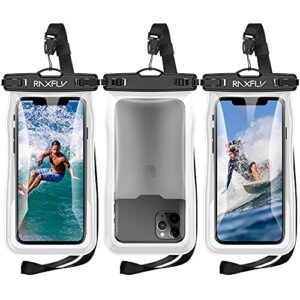 raxfly floating waterproof phone case 3 pack ipx8 universal waterproof phone bag pouch floating up to 8.8oz dry bag case compatible with iphone samsung up to 7 inch devices beach/surfing black