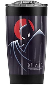 batman: the animated series behind the cape stainless steel tumbler 20 oz coffee travel mug/cup, vacuum insulated & double wall with leakproof sliding lid | great for hot drinks and cold beverages