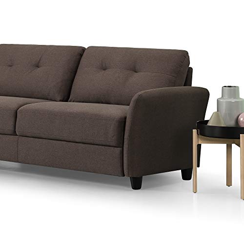 Zinus Ricardo Sofa Couch/Tufted Cushions/Easy, Tool-Free Assembly, Chestnut Brown & 12 Inch Green Tea Memory Foam Mattress/CertiPUR-US Certified/Bed-in-a-Box/Pressure Relieving, Queen