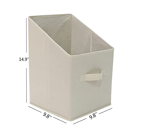 Sebadaci Storage Bins Cubes Baskets with Handles Collapsible Storage Bins Storage Baskets for Shelves, Organizing, Office Organizer 3-Pack Collapsible Storage Bins, Beige, Medium