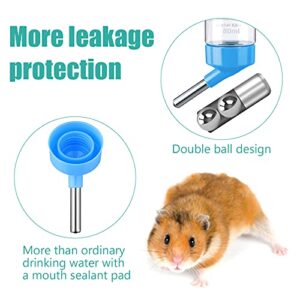 4 Pieces Guinea Pig Water Bottle 2.7 oz Small Animal Water Dispenser for Cage No Drip Hanging Hamster Water Bottle for Small Pet Ferret Hedgehog Hamster Chinchilla