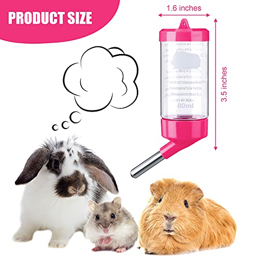 4 Pieces Guinea Pig Water Bottle 2.7 oz Small Animal Water Dispenser for Cage No Drip Hanging Hamster Water Bottle for Small Pet Ferret Hedgehog Hamster Chinchilla