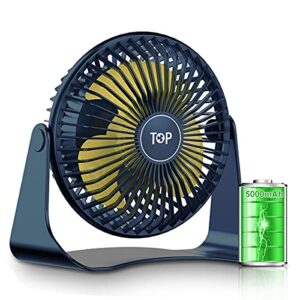 small fan, 5 inch personal usb desk fan rechargeable battery operated air circulator portable mini table fan with 3 quiet strong wind speeds for bedroom home office dorm travel (5000mah personal fan)