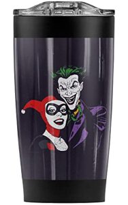 logovision batman joker & harley quinn stainless steel tumbler 20 oz coffee travel mug/cup, vacuum insulated & double wall with leakproof sliding lid | great for hot drinks and cold beverages