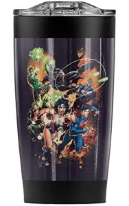 logovision justice league battle ready stainless steel tumbler 20 oz coffee travel mug/cup, vacuum insulated & double wall with leakproof sliding lid | great for hot drinks and cold beverages