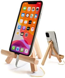 handmade wooden easel phone stand - tablet holder: canvas style (light)