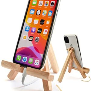 Handmade Wooden Easel Phone Stand - Tablet Holder: Canvas Style (Light)