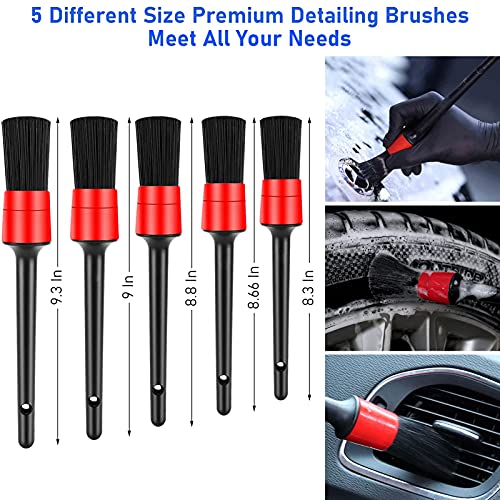 Jaronx 16PCS Car Detailing Brush Kit, Detail Brushes Car Detailing, Car Detail Cleaning Brush for Wheel, Exterior Interior Auto Detailing Brushes Set (Drill Brush, Wash Mitt, Towels, Polishing Pads)