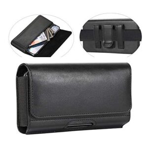 pu leather phone holster pouch for samsung galaxy s23 plus s22+ s21 fe s20 fe s10+, a54 a53 a52 a34 a33, note 10+, iphone 14 plus 14 13 12 11 pro max，moto e g fast oneplus n20 belt clip case holder(l)
