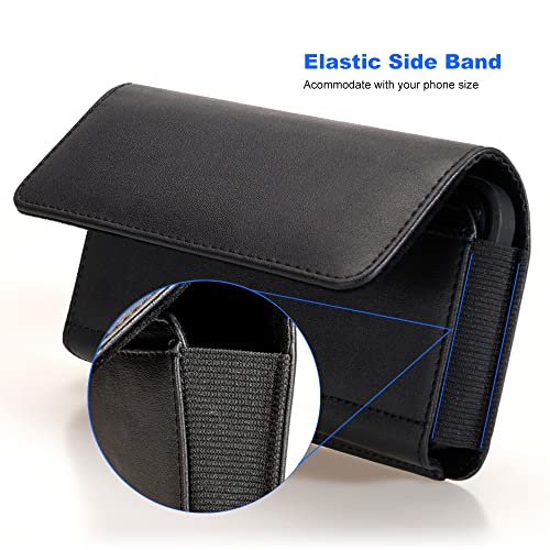 PU Leather Phone Holster Pouch For Samsung Galaxy S23 Plus S22+ S21 FE S20 FE S10+, A54 A53 A52 A34 A33, Note 10+, iPhone 14 Plus 14 13 12 11 Pro Max，Moto E G Fast OnePlus N20 Belt Clip Case Holder(L)