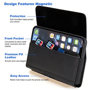 PU Leather Phone Holster Pouch For Samsung Galaxy S23 Plus S22+ S21 FE S20 FE S10+, A54 A53 A52 A34 A33, Note 10+, iPhone 14 Plus 14 13 12 11 Pro Max，Moto E G Fast OnePlus N20 Belt Clip Case Holder(L)