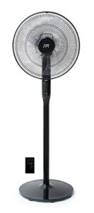 spt sf-16d48bka: 16″ dc-motor energy saving stand fan with remote and timer – piano black,16"