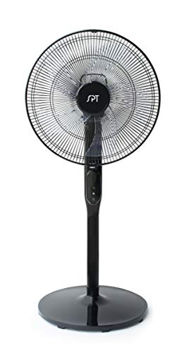 SPT SF-16D48BKA: 16″ DC-Motor Energy Saving Stand Fan with Remote and Timer – Piano Black,16"