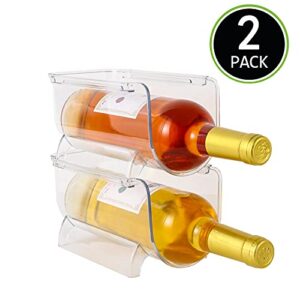 Zeeych Set of 2 Wine Rack Holder，Stackable Wine and Water Bottle Organizer for Kitchen Countertop, Pantry, Fridge,Convenient Storage for Wine,Beer, Soda,seltzer,pop Bottles,2 Pack - Clear