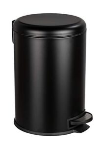 wenko black, trash can with lid and pedal, garbage bin for kitchen with removable inner bucket, easy close, steel, matt, 5.28 gal, 12 x 17.32 x 14.76