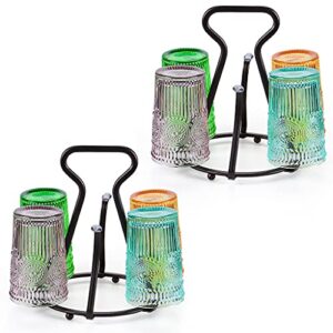 skelang 2-pack cup drying rack, cup drying stand with 6 silicone protective hooks, metal cup mug organizer, countertop cup holder for bottle, glass, mug (black coffee)