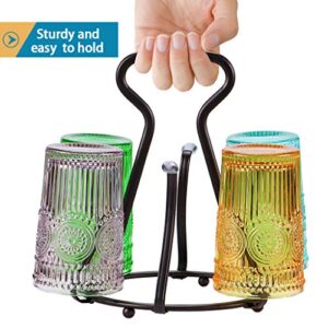 Skelang 2-Pack Cup Drying Rack, Cup Drying Stand with 6 Silicone Protective Hooks, Metal Cup Mug Organizer, Countertop Cup Holder for Bottle, Glass, Mug (Black Coffee)