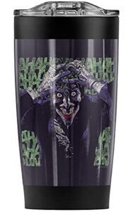 logovision batman joker insanity stainless steel tumbler 20 oz coffee travel mug/cup, vacuum insulated & double wall with leakproof sliding lid | great for hot drinks and cold beverages