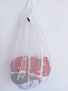 small commercial mesh laundry bags with handle and drawstring for dormitory, travelling, college,apartment, camping, rv, machine washable, over door hanging mesh bag,20×17inc