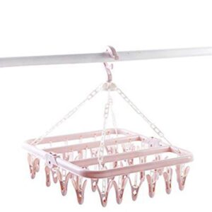 ekdjkk clothes drying hanger with 32 clips,baby clothes drying rack,sock clips for laundry foldable clothes hangers for drying socks,towels,underwear,bras,diapers,baby clothes,gloves,hats