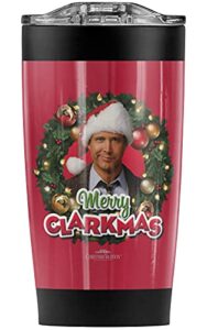 logovision christmas vacation merry clarkmas stainless steel tumbler 20 oz coffee travel mug/cup, vacuum insulated & double wall with leakproof sliding lid | great for hot drinks and cold beverages