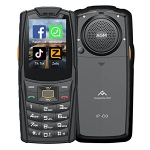 agm m7 rugged phone, ip68 waterproof outdoor phone, 2500mah battery unlocked 4g cell phone for seniors dual sim biggest speaker 2.4" touch screen 1gb+8gb facebook/skype/tiktok-black