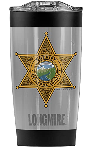 Longmire Badge Stainless Steel Tumbler 20 oz Coffee Travel Mug/Cup, Vacuum Insulated & Double Wall with Leakproof Sliding Lid | Great for Hot Drinks and Cold Beverages