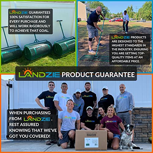 Landzie and Ryan Knorr Lawn Care 36 Inch Wide 72 Inch Handle Powder Coated Yard, Lawn, and Garden Leveler Rake with Powder Coated Finish