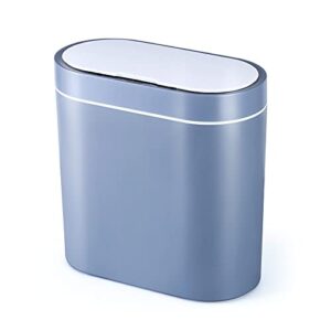 elpheco 2.5 gallon motion sensor bathroom trash can with lid, automatic garbage bin for bathroom, slim plastic narrow bedroom bathroom trash bin garbage can,grey