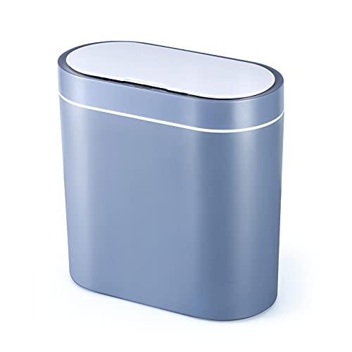 ELPHECO 2.5 Gallon Motion Sensor Bathroom Trash Can with Lid, Automatic Garbage Bin for Bathroom, Slim Plastic Narrow Bedroom Bathroom Trash Bin Garbage Can,Grey