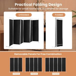 Nightcore 6 Ft Room Divider, 6 Panel Folding Wall Divider, Freestanding Partition with Adjustable Foot Pads, Perfect Privacy Screen for Home Office (Black)