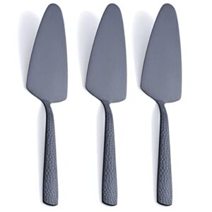 fullyware matte black cake pie server, 9.4-inch stainless steel heavy duty pizza spatula, satin finish, set of 3