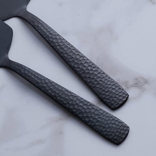 FULLYWARE Matte Black Cake Pie Server, 9.4-inch Stainless Steel Heavy Duty Pizza Spatula, Satin Finish, Set of 3