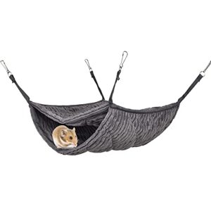 petmolico double bunkbed rat hammock, small animal hideaway sleeping swing cage accessories for guinea pigs chinchilla, fits 2 ferrets or 5 more rats, gray