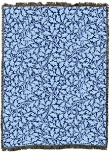 pure country weavers william morris oak tree blues blanket xl - arts & crafts - gift tapestry throw woven from cotton - made in the usa (82x62)