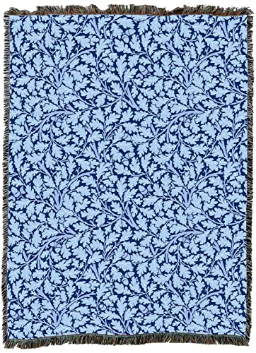 Pure Country Weavers William Morris Oak Tree Blues Blanket XL - Arts & Crafts - Gift Tapestry Throw Woven from Cotton - Made in The USA (82x62)