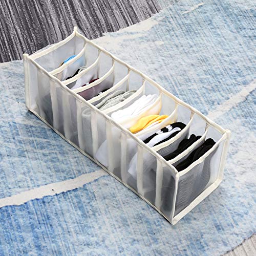 Set of 3 Underwear Organizer Drawer Divider, Foldable Breathable Storage Box Closet Dividers Dresser Clothes Drawer Organizers for Storing Underwear Bra Socks ( 6/7/11 Grids) (#4)