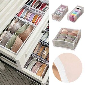 Set of 3 Underwear Organizer Drawer Divider, Foldable Breathable Storage Box Closet Dividers Dresser Clothes Drawer Organizers for Storing Underwear Bra Socks ( 6/7/11 Grids) (#4)