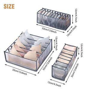 Set of 3 Underwear Organizer Drawer Divider, Foldable Breathable Storage Box Closet Dividers Dresser Clothes Drawer Organizers for Storing Underwear Bra Socks ( 6/7/11 Grids) (#4)