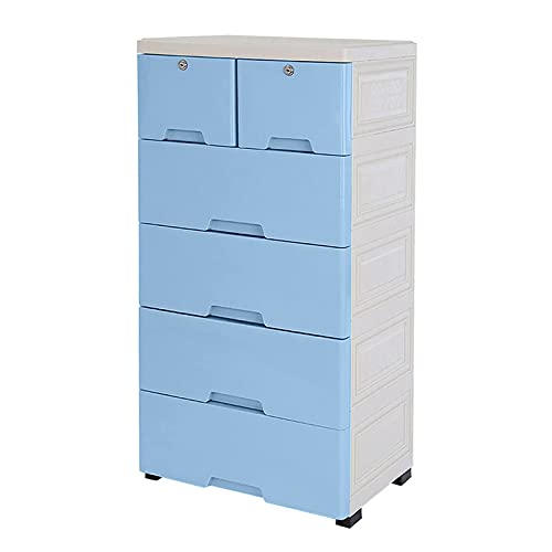 YIYIBYUS DENESTUS Plastic Cabinet 6 Drawers Storage Dresser,Small Closet Drawers Organizer Unit for Clothes,Toys,Bedroom,Playroom,US Stock (Blue)