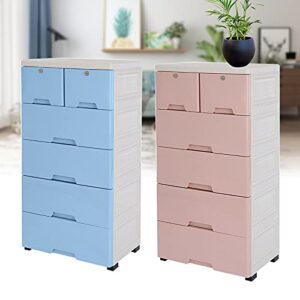 YIYIBYUS DENESTUS Plastic Cabinet 6 Drawers Storage Dresser,Small Closet Drawers Organizer Unit for Clothes,Toys,Bedroom,Playroom,US Stock (Blue)