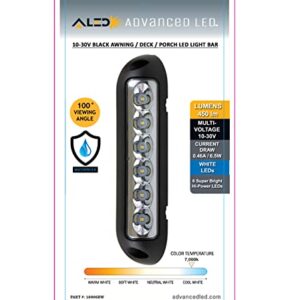 Advanced LED New 10-30V 8 Inch Waterproof Awning/Porch/Deck Light Bar for RVs, Boats, Campers, Caravans, Trailers, in Die Cast Aluminum Housing w/PC Lens, Engineered Reflector, & Super Hi-Power LEDs