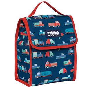 wildkin kids insulated lunch bag for boys & girls, reusable lunch bag is perfect for daycare & preschool, ideal size for packing hot or cold snacks for school & travel lunch bags (transportation)