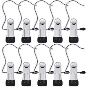 HOUTIONWELL 20 Pack Laundry Hook Boot Hanging Hold Clips Portable Hanging Clothes Pins Hanging Hooks White Stainless Steel Home Travel Hangers Multi-Functional Heavy Duty Organizer Pants Shoes Clip