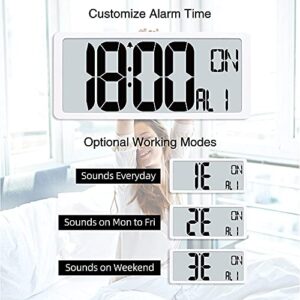 TXL Extra Large Digital Wall Clock with Backlight, 16.9" Oversize Battery Operated Alarm Clock with Day, Date & Temperature, Jumbo Display Digital Count Up DownTimer Clock for Seniors, Home, Office