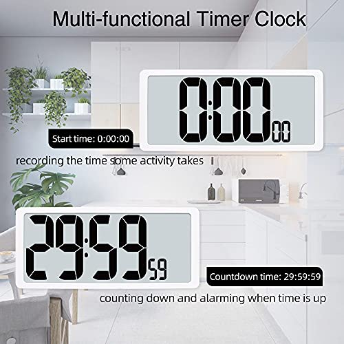 TXL Extra Large Digital Wall Clock with Backlight, 16.9" Oversize Battery Operated Alarm Clock with Day, Date & Temperature, Jumbo Display Digital Count Up DownTimer Clock for Seniors, Home, Office