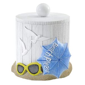 avanti linens - covered jar, multipurpose countertop organizer, beach inspired bathroom decor (beach mode collection)