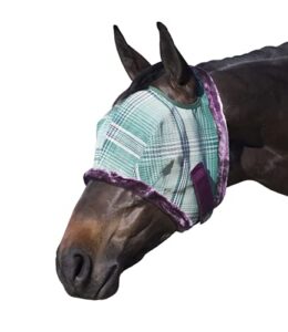 kensington fly mask with fleece trim for horses — protects face and eyes from flies and sun rays while allowing full visibility — breathable and non heat transferring, xx-large, imperial jade