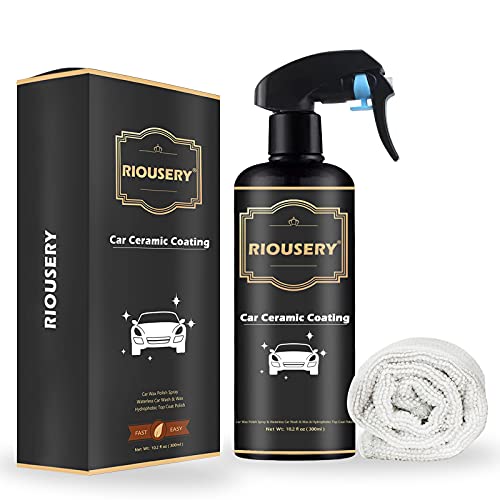 RIOUSERY Ceramic Coating for Cars, 10.2 Oz Car Wax Polish Spray Waterless Car Wash & Car Polish & Wax, The Ultimate Nano Ceramic Spray Protection for Car, Boat & Motorcycle for Easy Use